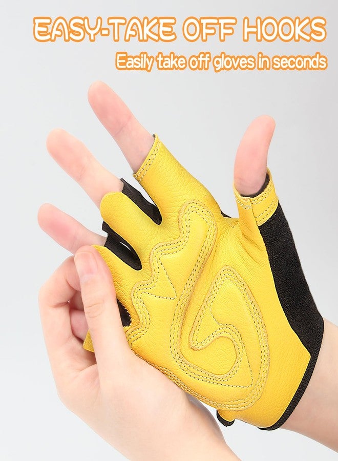FEISHDEK Non Slip Fingerless Kids Bike Gloves for Children Cycling Riding Biking Sports Fishing Gloves with Adjustable Wrist (Black, Large) - Image 3
